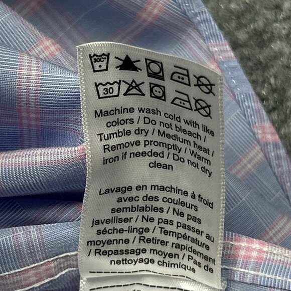 UNTUCKit Colmillos WF Shirt Mens 2XL Reg Fit Blue Pink Long Sleeve Button Up New - Picture 13 of 13